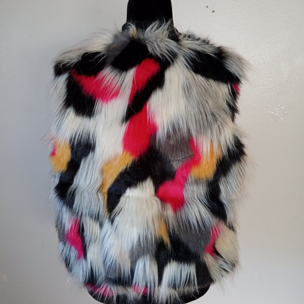 Thread & Supply Multicolor Faux Fur Vest - Pink, Yellow, Black, Gray, White - Picture 5 of 11